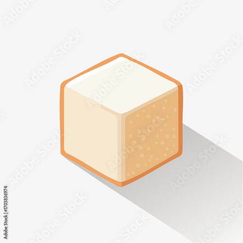 Isometric Cube of Fresh Bread: A stylized, top-down view of a perfectly formed bread cube, radiating a soft, inviting aesthetic that speaks of artisanal quality and culinary delight.
