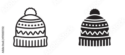 Winter hat Icons in solid and liner versions.