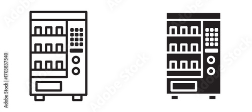 Vending machine Icons in solid and liner versions.