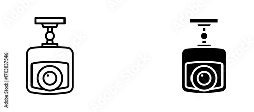 Vehicle dvr camera Icons in solid and liner versions.