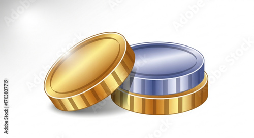 Gleaming gold and silver coins stacked, symbolizing wealth, success, and financial growth for your business and finance projects.