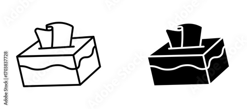 Tissue box Icons in solid and liner versions.