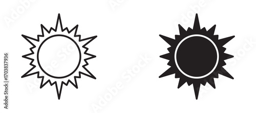 Sun Icons in solid and liner versions.