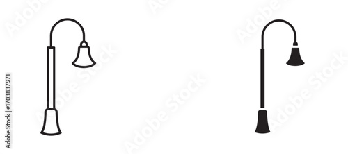 Street lamp Icons in solid and liner versions.