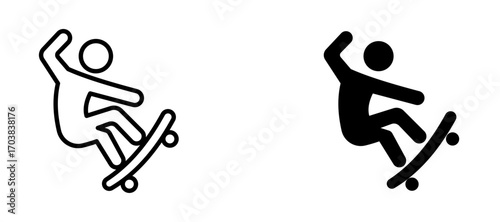 Skateboarding Icons in solid and liner versions.