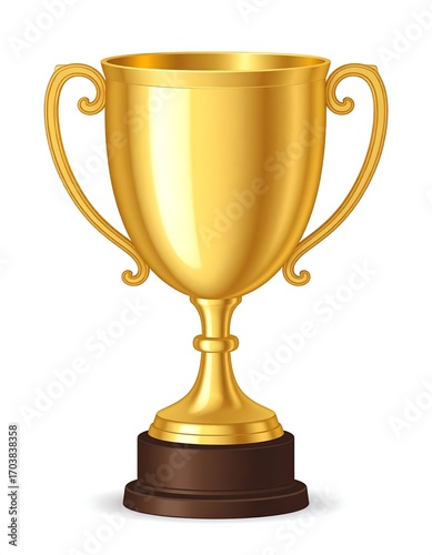 Golden trophy on white background
