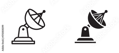 Satellite dish Icons in solid and liner versions.