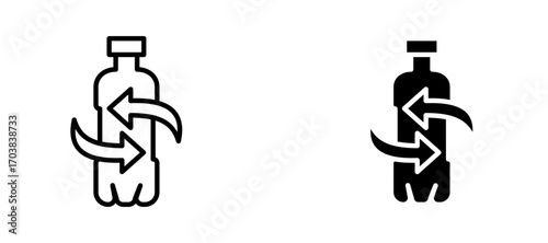 Recycle plastic Icons in solid and liner versions.