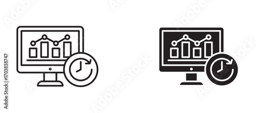Real time data Icons in solid and liner versions.