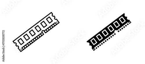 RAM memory Icons in solid and liner versions.