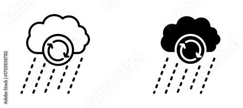 Rainwater harvesting Icons in solid and liner versions.