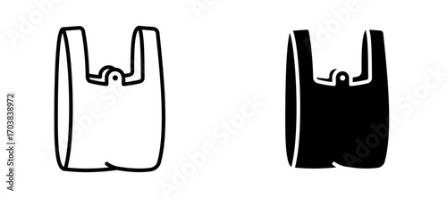 Plastic bag Icons in solid and liner versions.