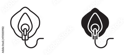 Oxygen mask Icons in solid and liner versions.