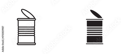 Open tin can Icons in solid and liner versions.