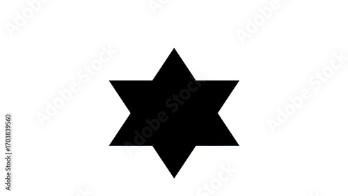 Black Six-Pointed Geometric Star Icon, isolated on white background
