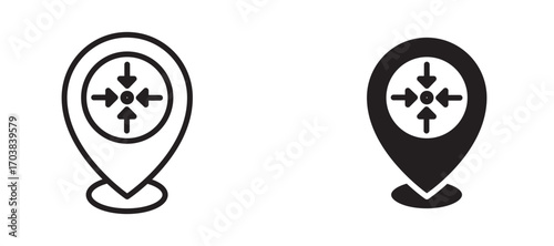 Meeting point Icons in solid and liner versions.