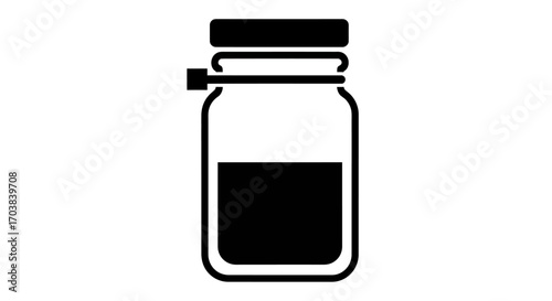 Mason Jar with Liquid Icon Simple Black and White Clipart