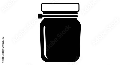 Mason Jar Clip Art Black and White Silhouette Icon for Canning Food Storage and Rustic Designs