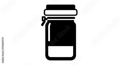 Mason Jar Icon Simple Black and White Glass Jar Clipart