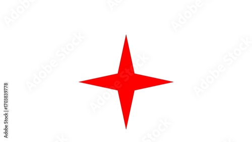 Red Four-Pointed Star Icon, isolated on white background