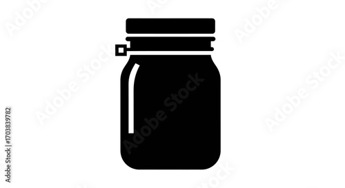 Mason Jar Icon Simple Black Silhouette Vector Graphic