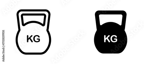 Kettlebell Icons in solid and liner versions.