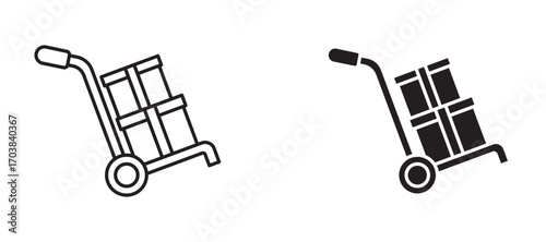 Hand truck Icons in solid and liner versions.