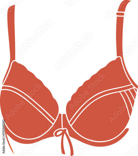 Terracotta colored bra with white trim and bow undergarment apparel