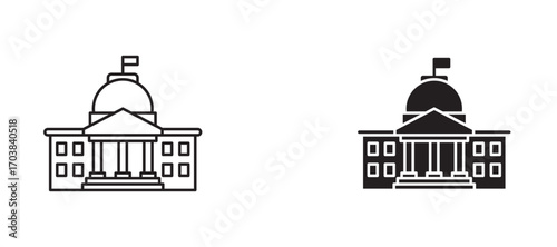 Government Icons in solid and liner versions.