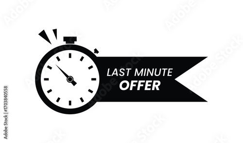 Last minute offer with stopwatch icon and banner