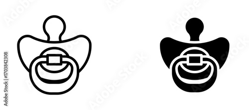 Baby pacifier Icons in solid and liner versions.