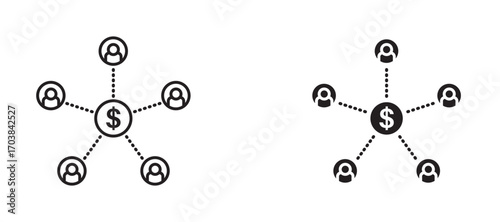 Affiliate marketing Icons in solid and liner versions.