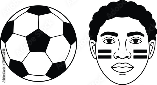Soccer Ball and Fan Face Paint Vector Graphic for Sports Events and Team Championships