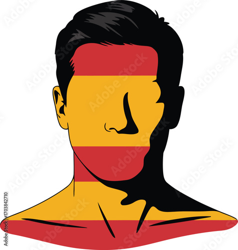 Spain National Colors Portrait Illustration Depicting Patriotism and Cultural Identity Art