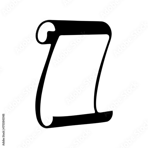 Old scroll illustration with curled edges in black and white vector