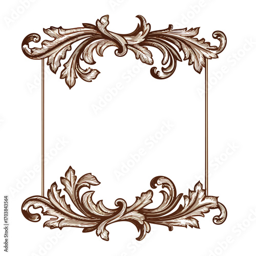 Ornate decorative scrollwork frame with leaf motifs vector