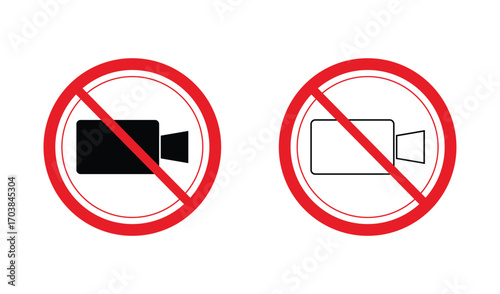 Two prohibition signs with video cameras indicating no filming or recording allowed