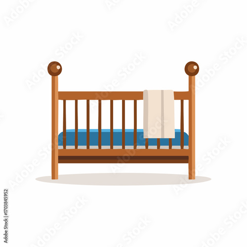 Klassische Babywiege aus hellem Holz mit Himmel