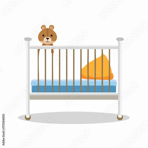 Weißes Babybett mit Gitterstäben