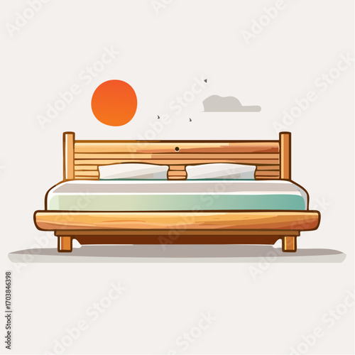Japanisch inspiriertes Futonbett mit niedriger Höhe