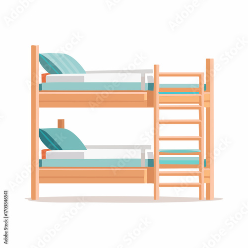 Ein platzsparendes Etagenbett aus hellem Holz