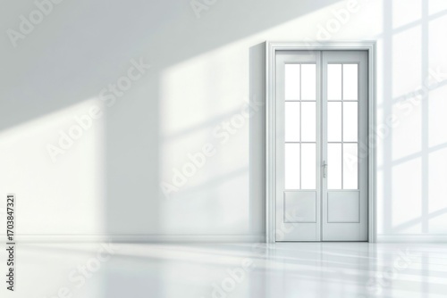 Elegant white door with sunlight streaming in