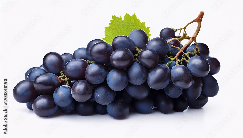 Fototapeta premium Bunch Of Black Grapes On A Transparent Background Highlighting Fresh Fruit And Flavor
