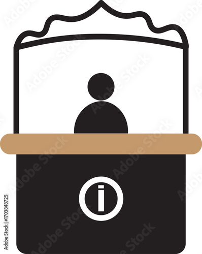 information booth line icon.Exhibitor line..symbol collection on black background.int