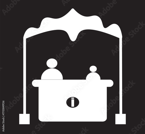 information booth line icon.Exhibitor line..symbol collection on black background.int