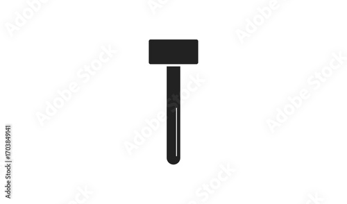 Simple black and white illustration of a stylized microphone on a stand