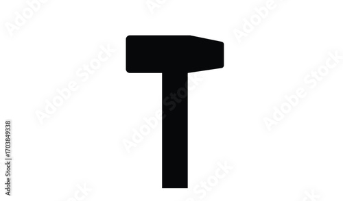 Black silhouette of a sledgehammer on a white background