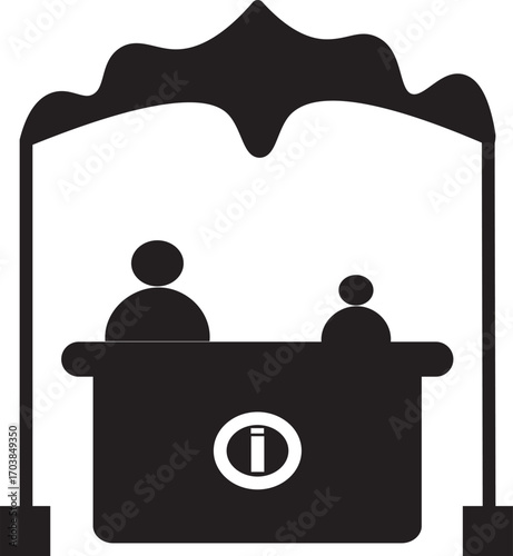information booth line icon.Exhibitor line..symbol collection on black background.int