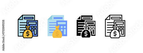 Finance tax calculation vector icon for budgeting, accounting, and financial reports.