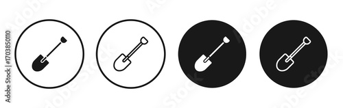 Snow shovel icon vector illustrations set for app and web